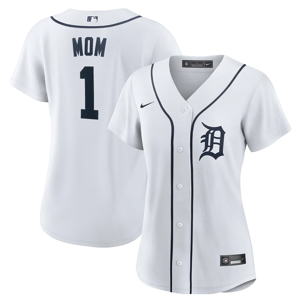 Women's Nike White Detroit Tigers #1 Mom Home Replica Jersey
