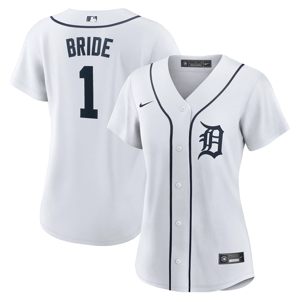 Women's Nike White Detroit Tigers #1 Bride Home Replica Jersey