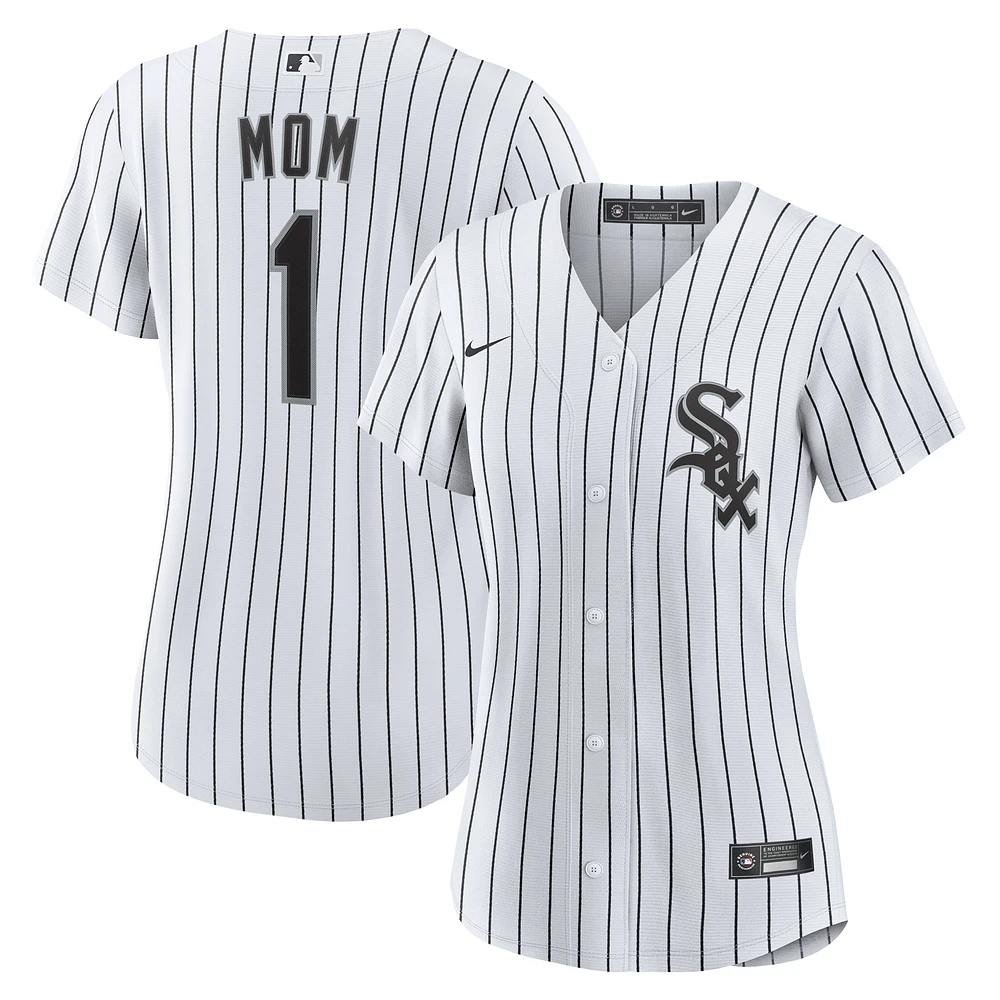 Women's Nike White Chicago Sox #1 Mom Home Replica Jersey