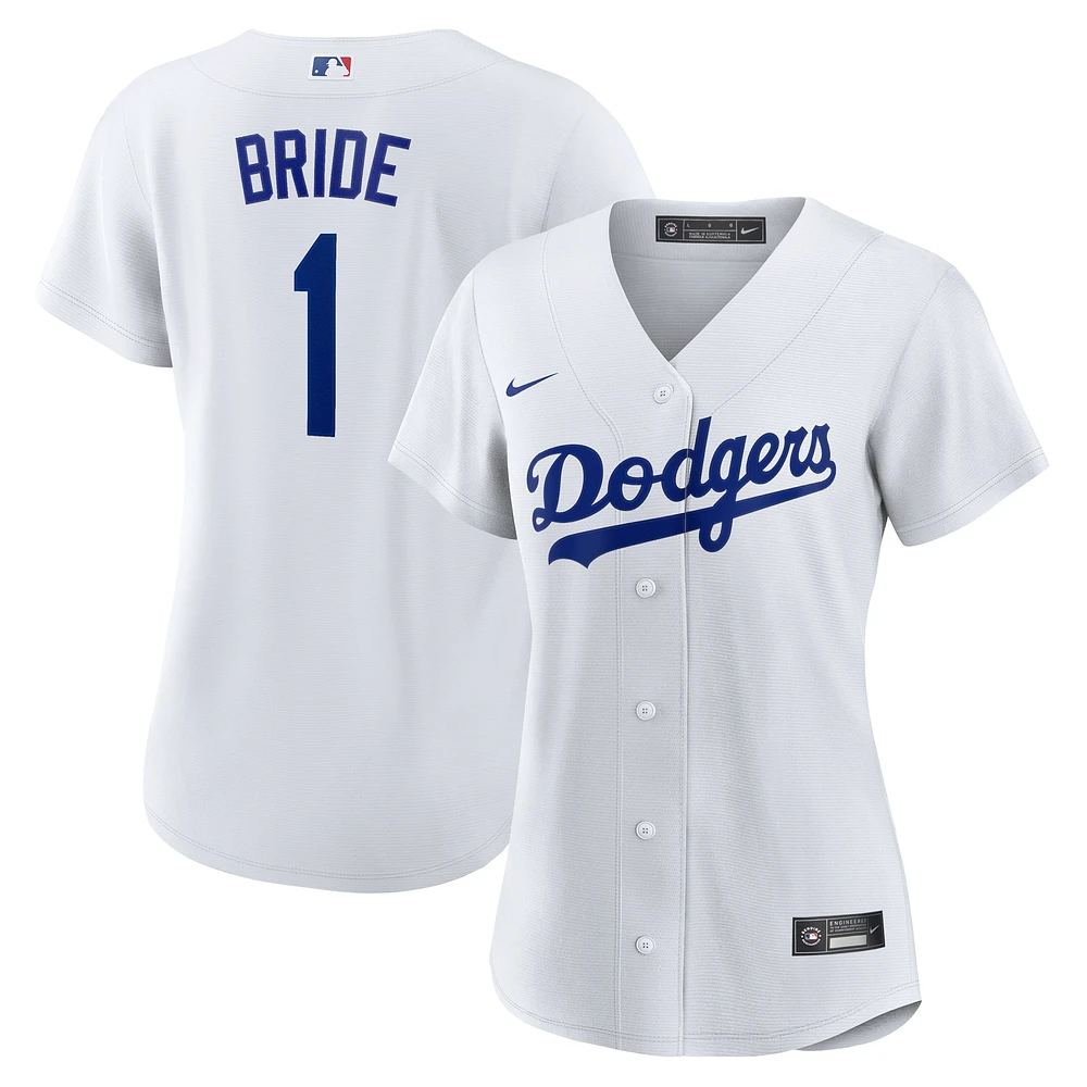 Women's Nike White Los Angeles Dodgers #1 Bride Home Replica Jersey