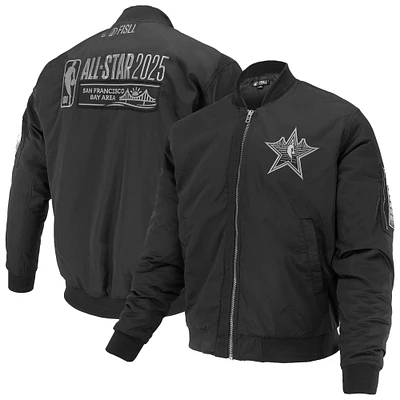 Unisex FISLL Black 2025 All-Star Game Full-Snap Flight Jacket