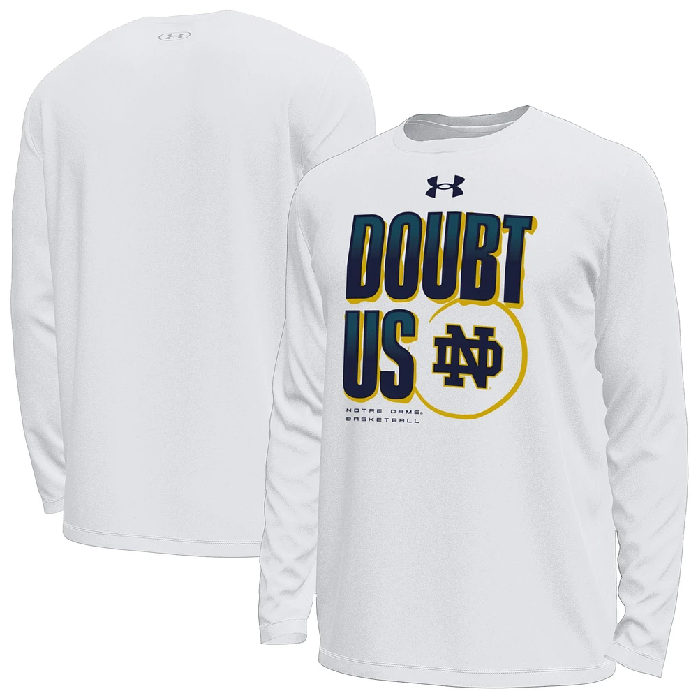Men's Under Armour White Notre Dame Fighting Irish March Madness Unity Long Sleeve T-Shirt
