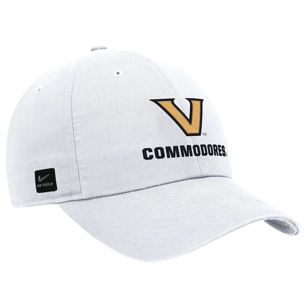 Men's Nike White Vanderbilt Commodores 2025 On-Field Club Adjustable Hat