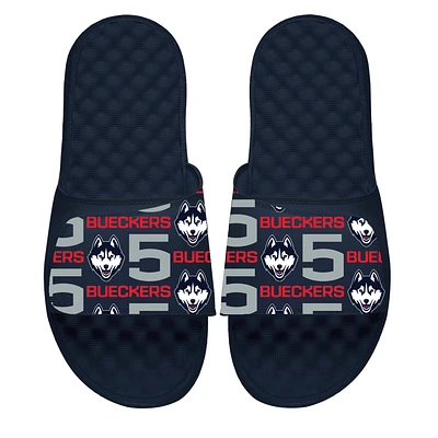 Youth ISlide Paige Bueckers Navy UConn Huskies Team Pattern Slide Sandals