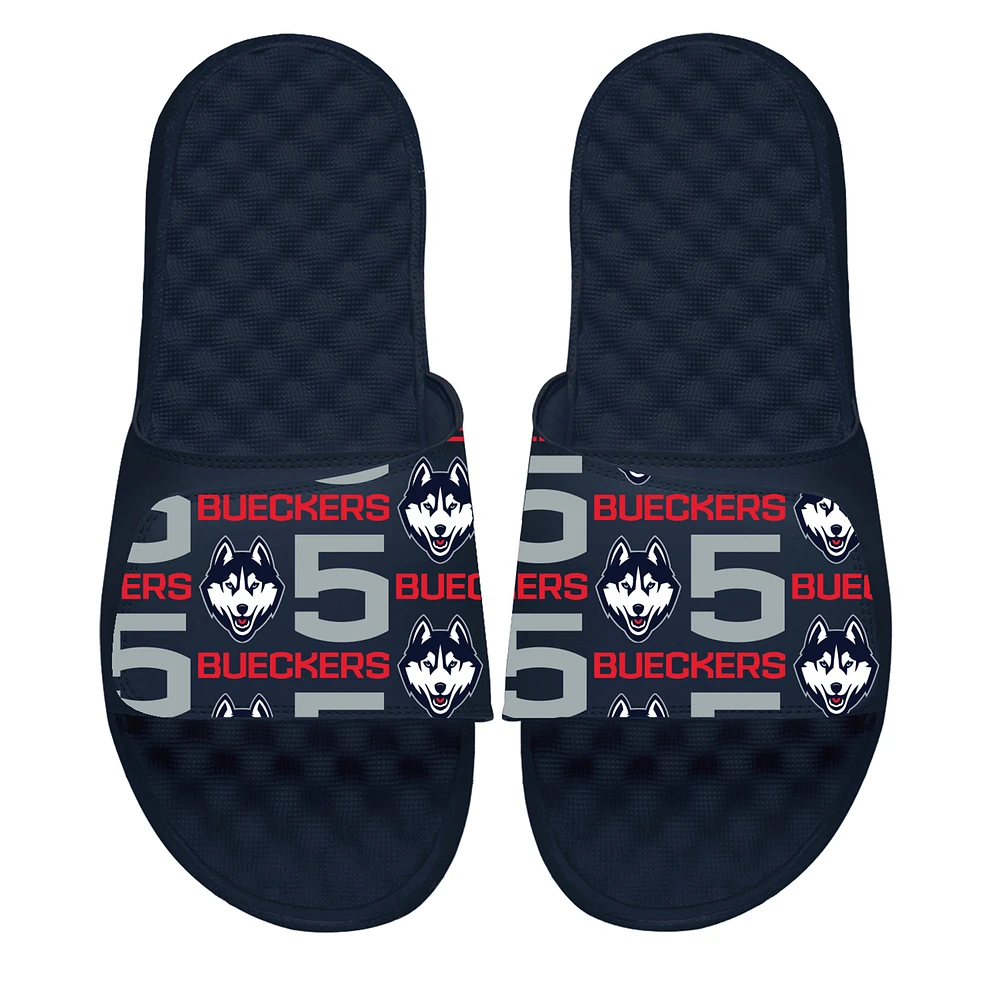 Unisex ISlide Paige Bueckers Navy UConn Huskies Team Pattern Slide Sandals