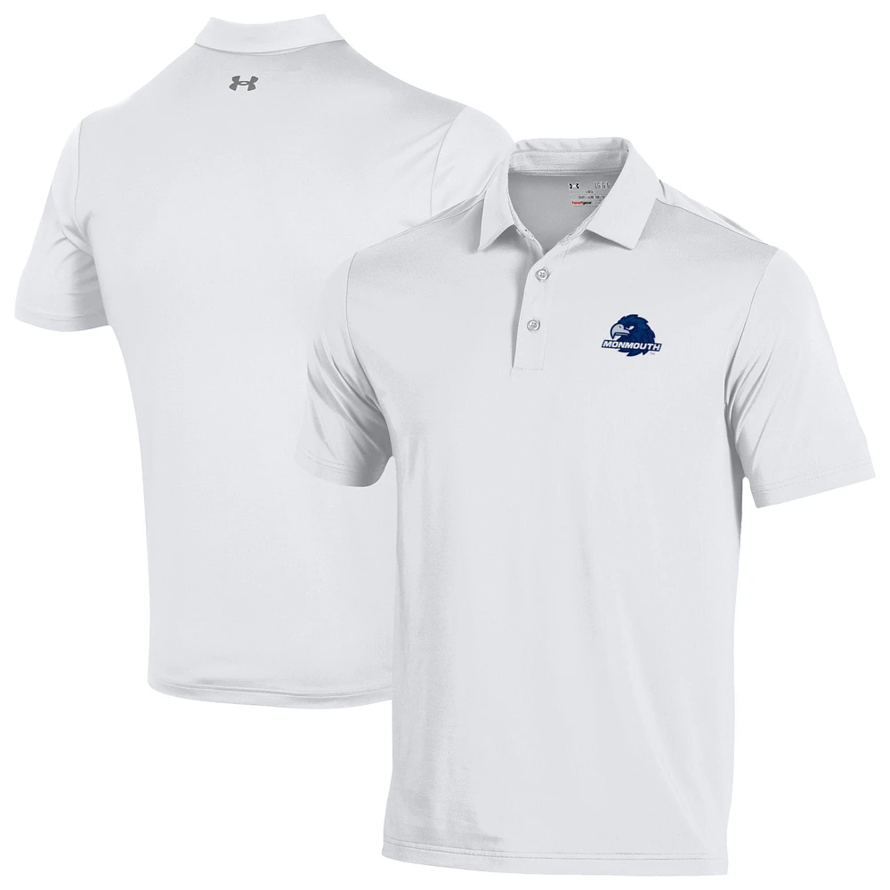 Men's Under Armour White Monmouth Hawks Performance Playoff Polo