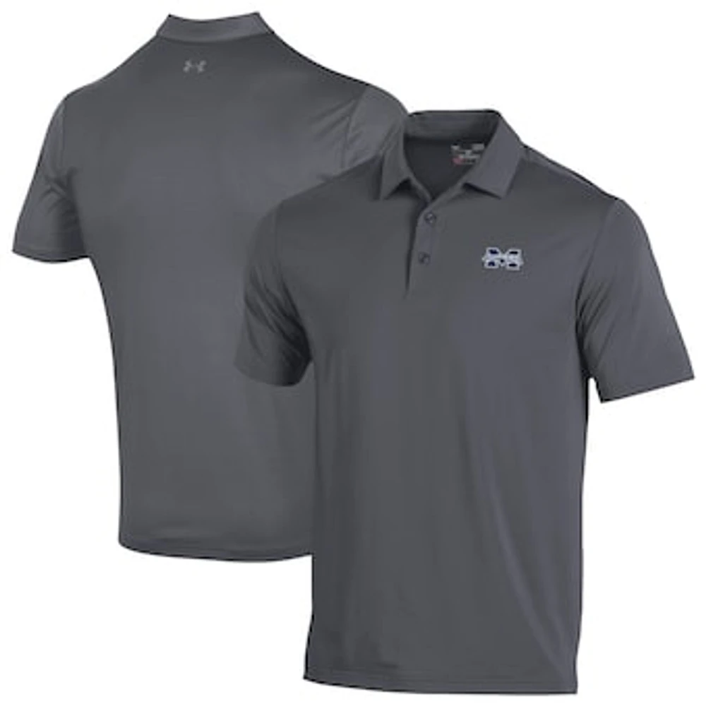 Men's Under Armour Gray Moravian Greyhounds Performance Playoff Polo