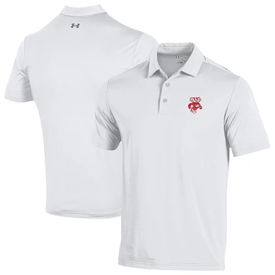 Men's Under Armour White Wisconsin Badgers Performance Playoff Polo