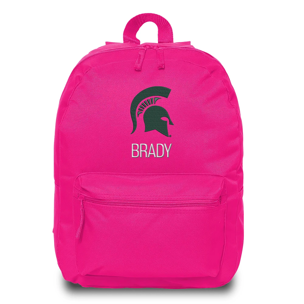 Chad & Jake Pink Michigan State Spartans Personalized Backpack