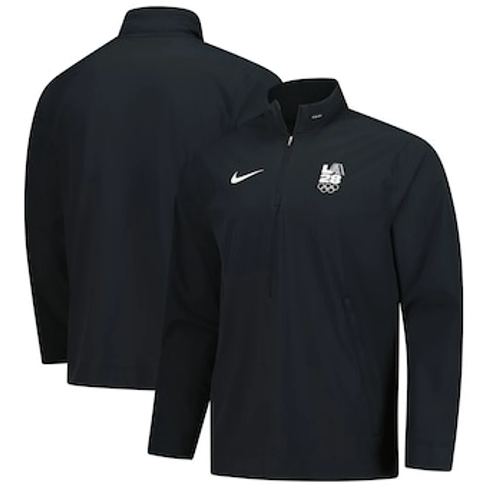 Men's Nike Black LA28 Summer Olympics Lightweight Quarter-Zip Coaches Jacket