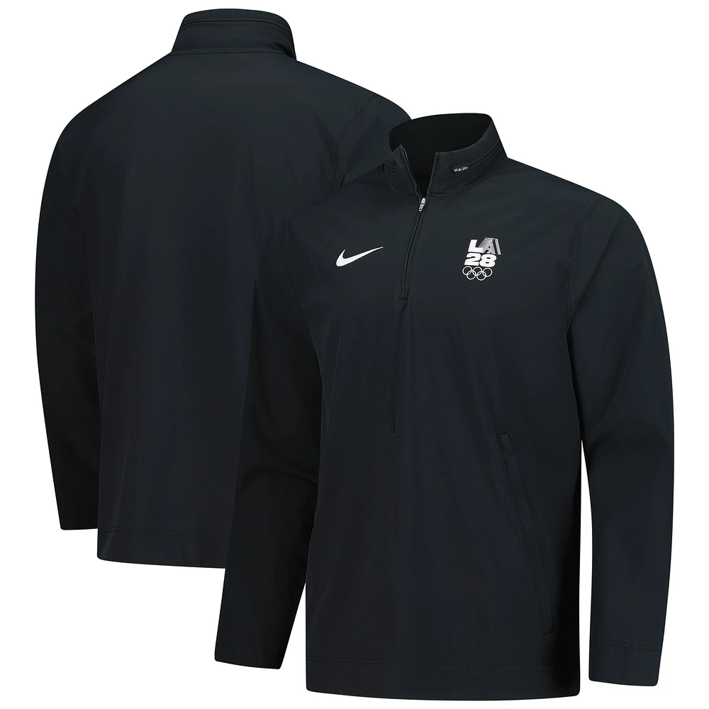Men's Nike Black LA28 Summer Olympics Lightweight Quarter-Zip Coaches Jacket