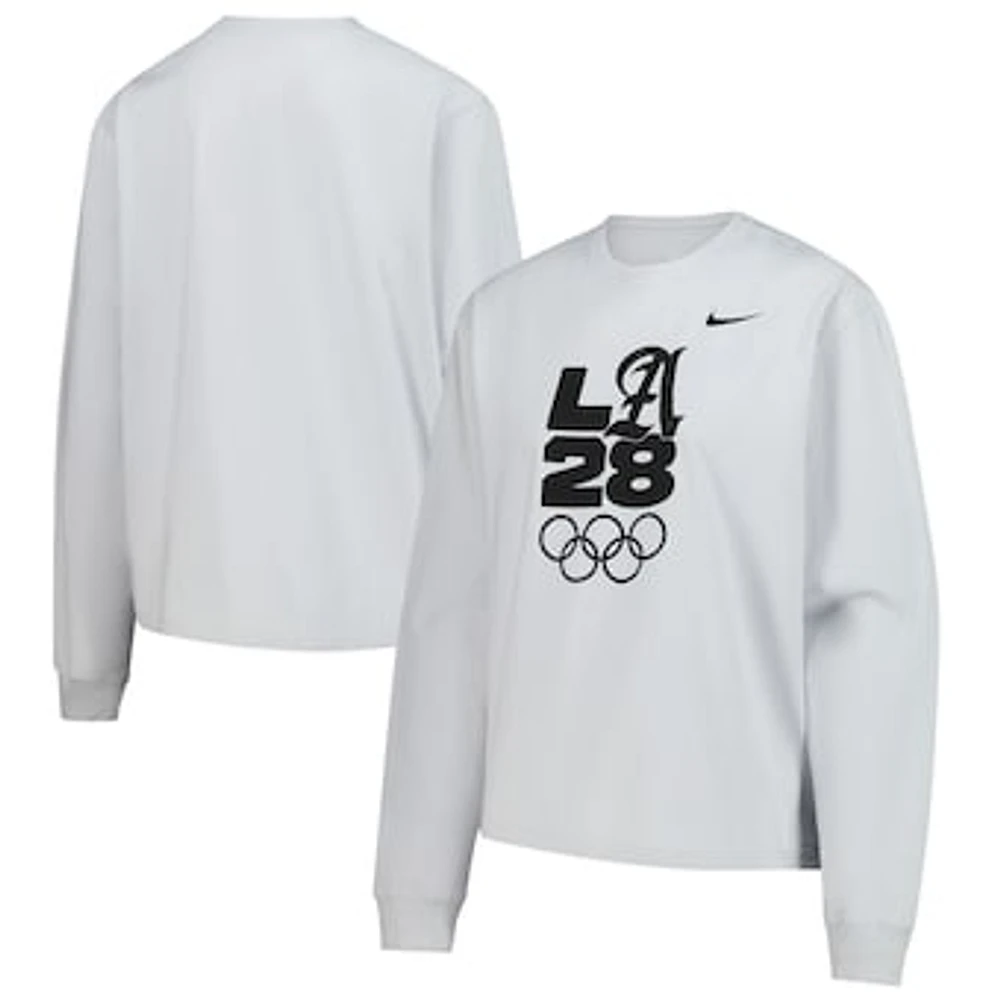 Women's Nike Gray LA28 Summer Olympics Boxy Long Sleeve T-Shirt