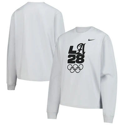 Women's Nike Gray LA28 Summer Olympics Boxy Long Sleeve T-Shirt