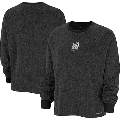 Women's Nike Charcoal LA28 Summer Olympics Yoga Oversized Pullover Sweatshirt