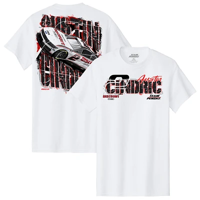 Men's Team Penske White Austin Cindric Discount Tire #2 Car T-Shirt