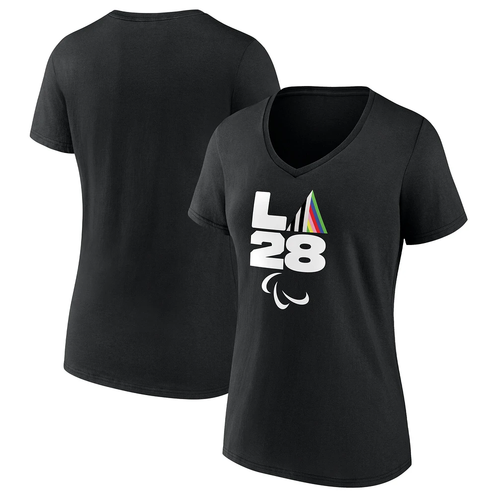 Women's Black LA 2028 Summer Paralympics Prism V-Neck T-Shirt