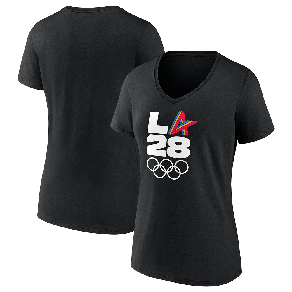 Women's Black LA 2028 Summer Olympics Athlete Spirit V-Neck T-Shirt