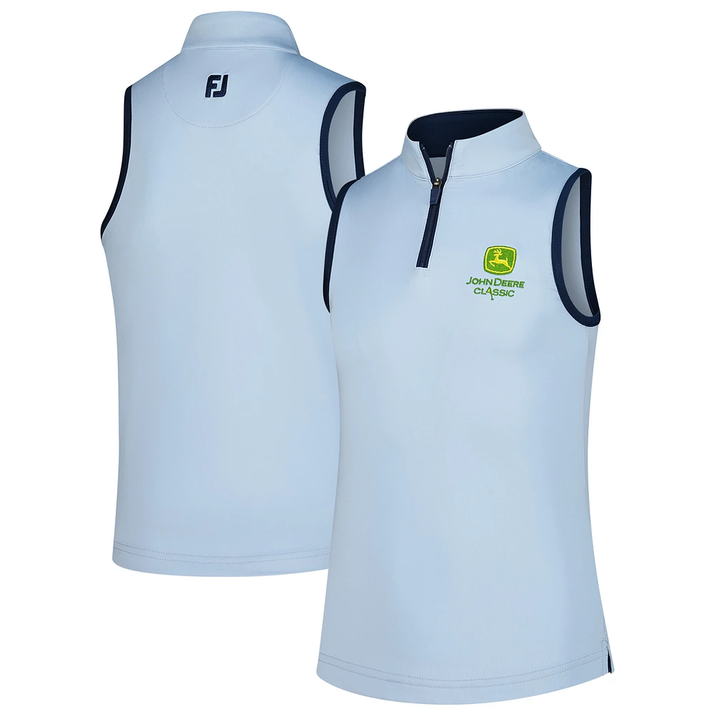 Girl's FootJoy Blue John Deere Classic Skyway Half-Zip Sleeveless Polo