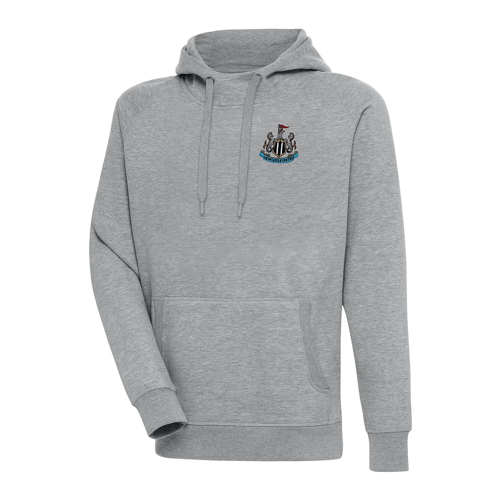 Men's Antigua Heather Gray Newcastle United Takeover Pullover Hoodie