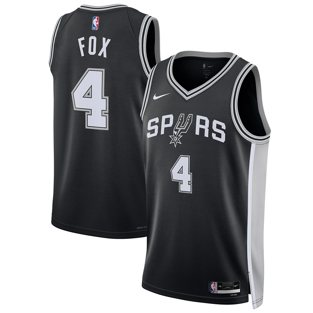 Unisex Nike De'Aaron Fox Black San Antonio Spurs Swingman Player Jersey - Icon Edition