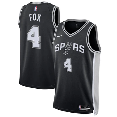 Unisex Nike De'Aaron Fox Black San Antonio Spurs Swingman Player Jersey - Icon Edition