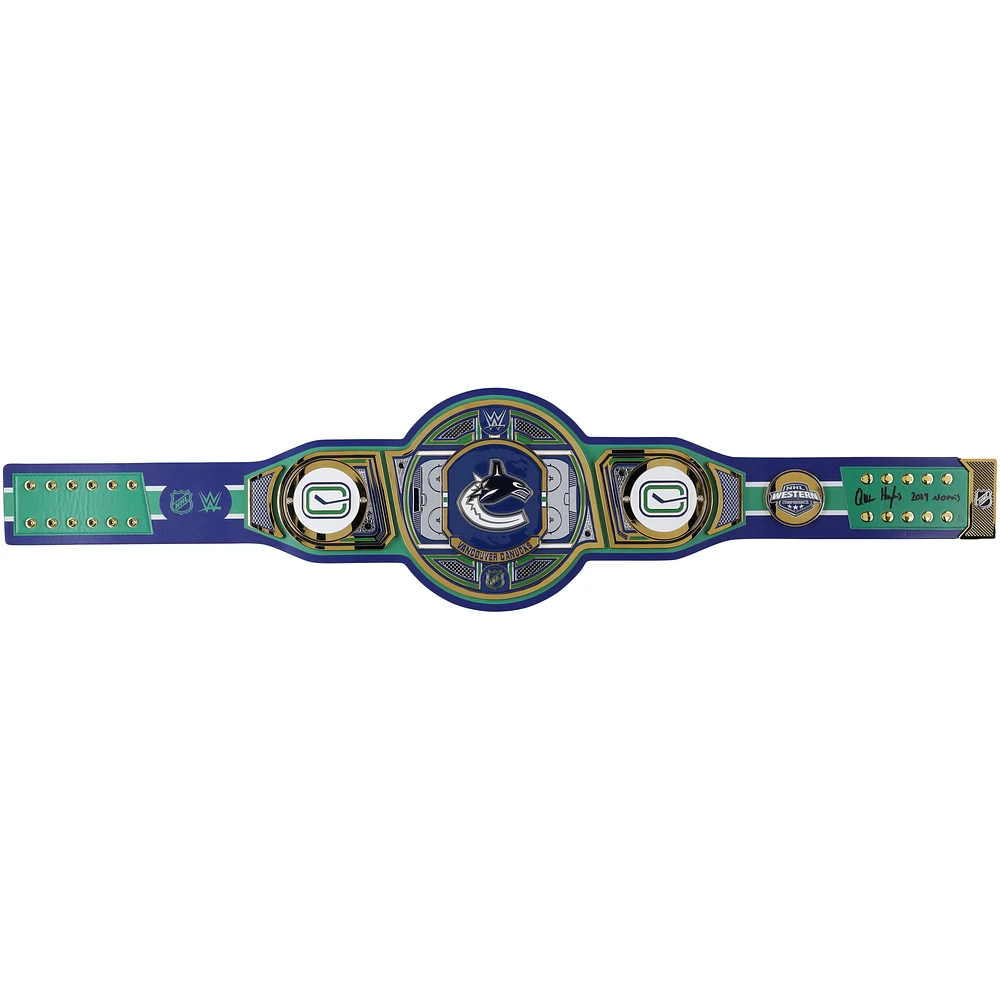Quinn Hughes Vancouver Canucks Autographed WWE Legacy Title Belt with "2024 Norris" Inscription