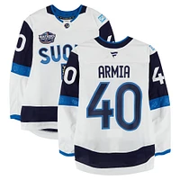 Joel Armia Finland Game-Used 4 Nations Face-Off #40 White Jersey vs. USA on February 13, 2025 - Worn During the Second & Third Period