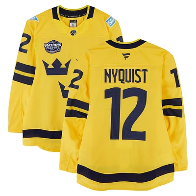 Gustav Nyquist Sweden Game-Used 4 Nations Face-Off #12 Yellow Jersey vs. Canada on February 12, 2025 - Worn During the Second & Third Period