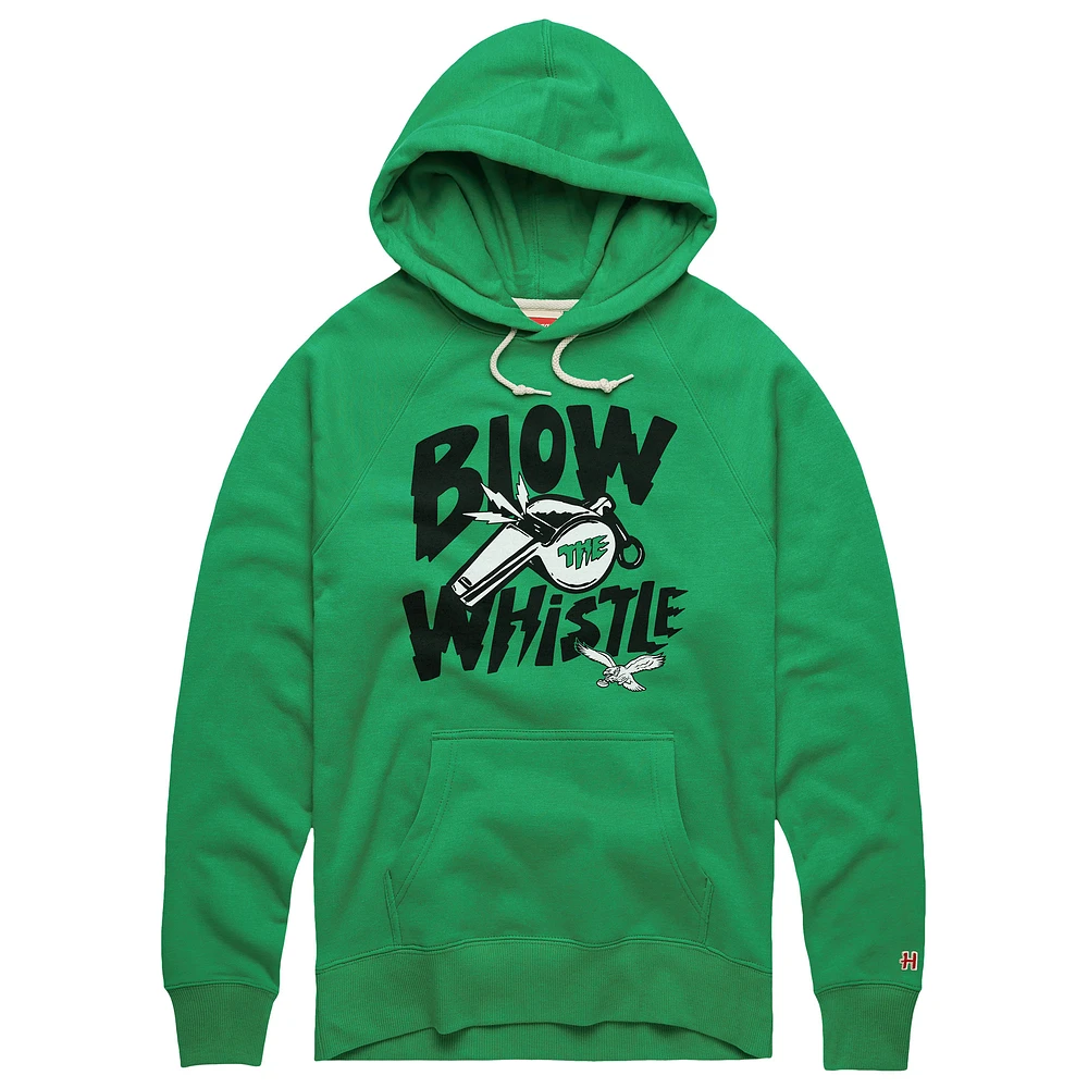 Unisex Homage Kelly Green Philadelphia Eagles Blow The Whistle Tri-Blend Pullover Hoodie