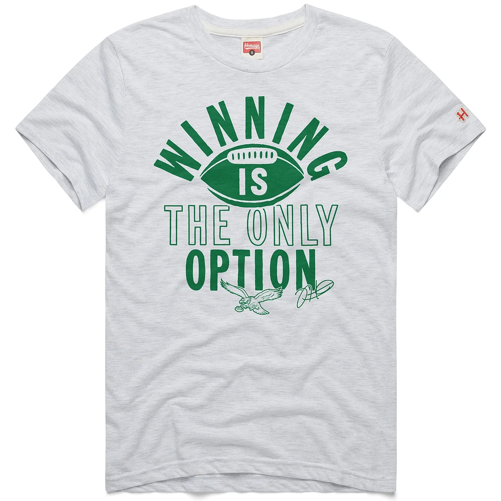 Men's Homage Jalen Hurts Ash Philadelphia Eagles Winning Is The Only Option Tri-Blend T-Shirt