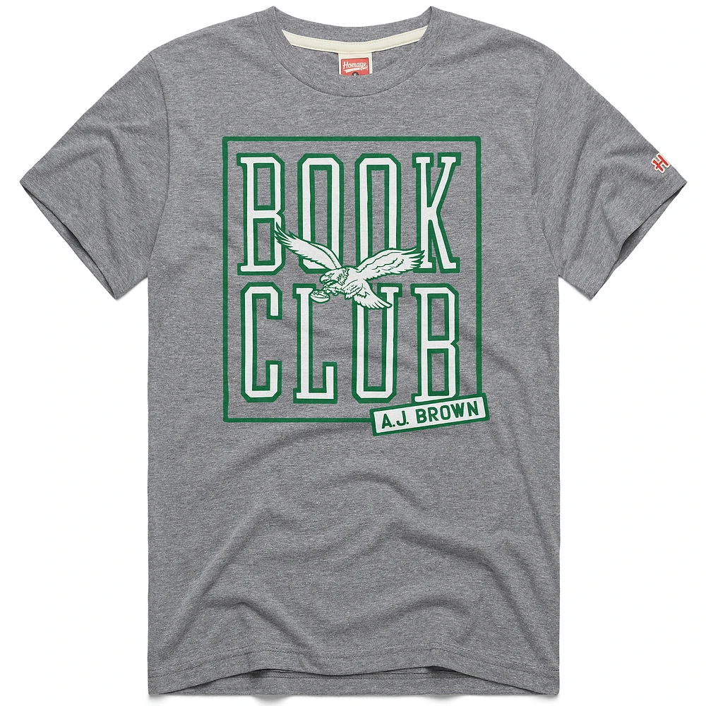 Men's Homage A.J. Brown Gray Philadelphia Eagles Book Club Tri-Blend T-Shirt