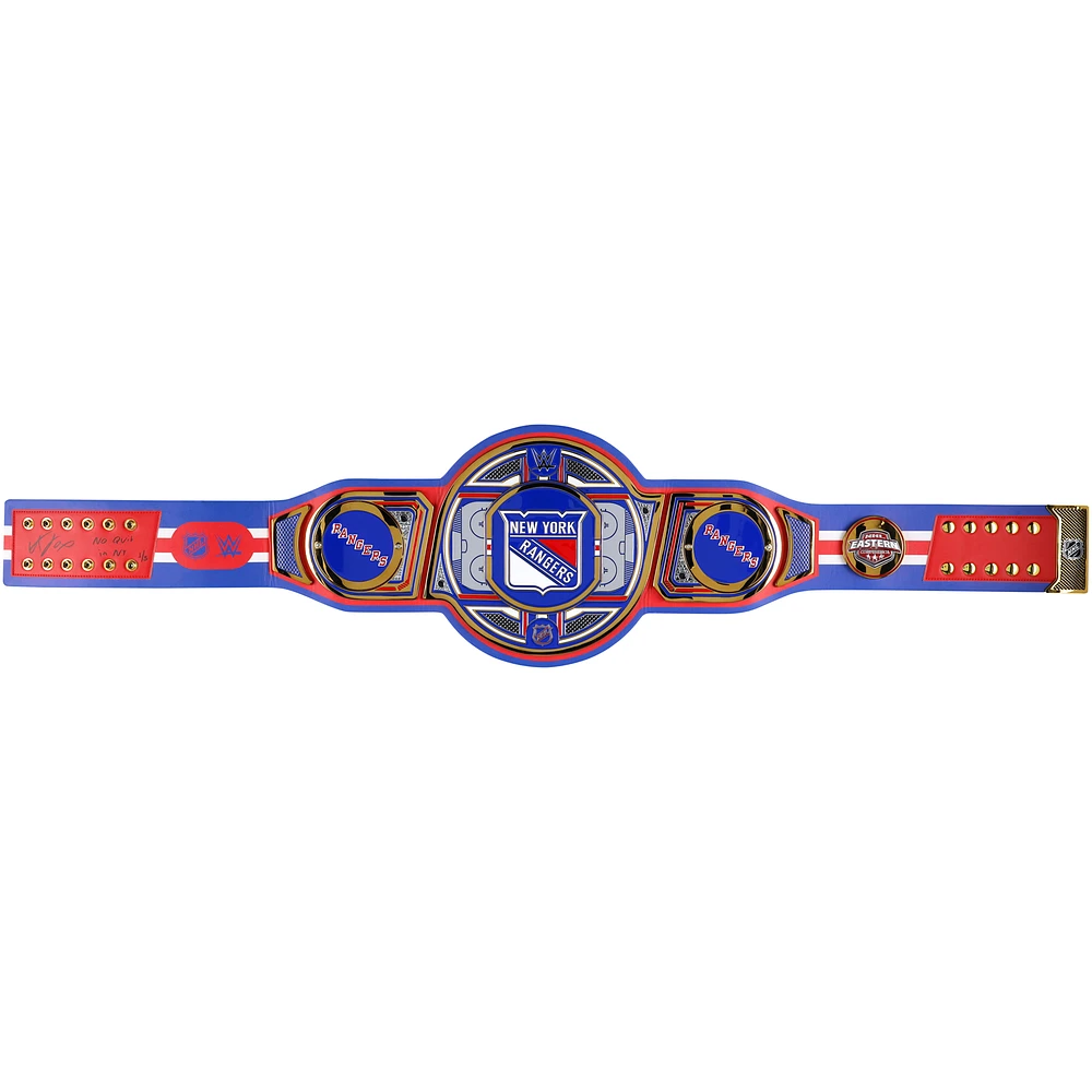 Adam Fox New York Rangers Autographed WWE Legacy Title Belt with "No Quit in NY" Inscription