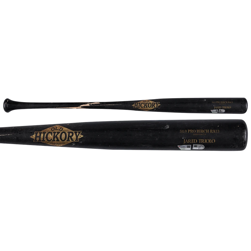 Jared Triolo Pittsburgh Pirates Game-Used Black Old Hickory Broken Bat vs. New York Yankees on September 28, 2024