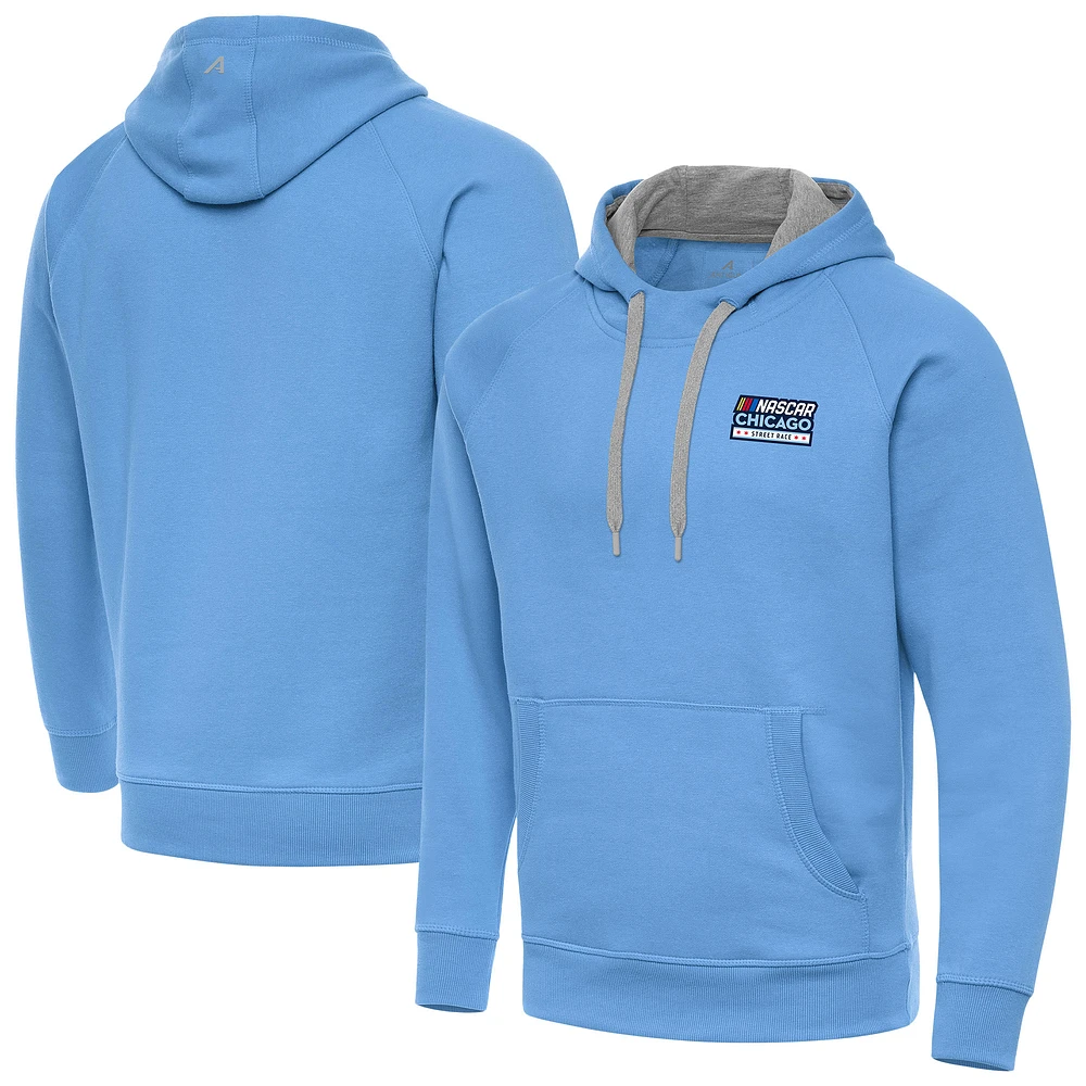 Men's Antigua Powder Blue NASCAR Chicago Street Race Victory Pullover Hoodie