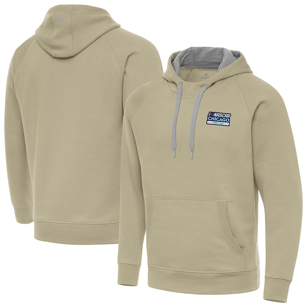 Men's Antigua Khaki NASCAR Chicago Street Race Victory Pullover Hoodie