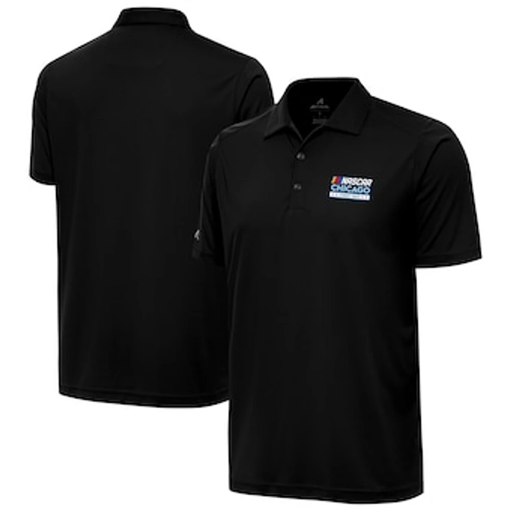 Men's Antigua Black NASCAR Chicago Street Race Tribute Polo