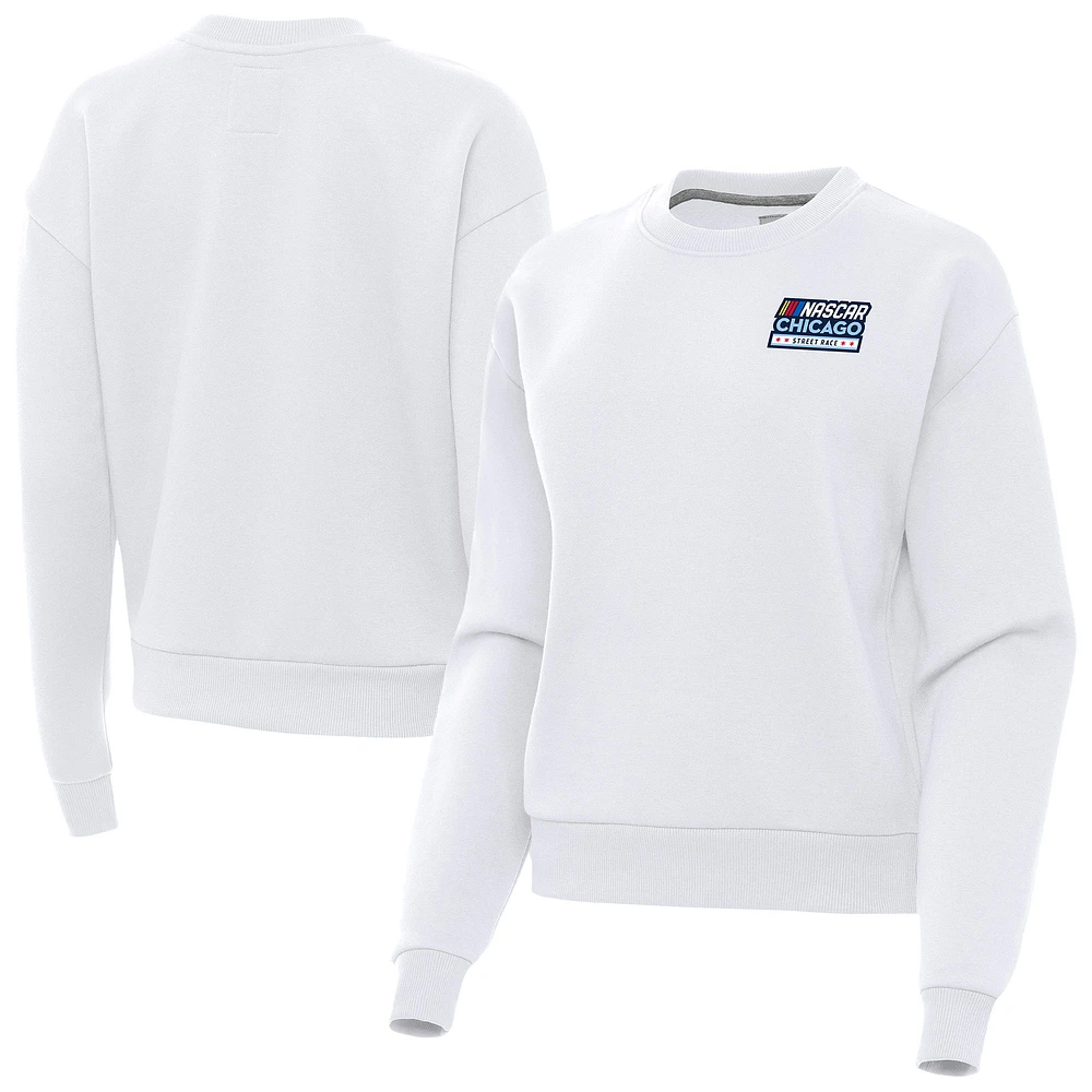 Women's Antigua NASCAR Chicago Street Race Victory Crew Neck Pullover Sweatshirt