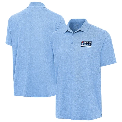 Men's Antigua Heather Powder Blue NASCAR Chicago Street Race Par 3 Polo