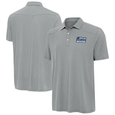 Men's Antigua Gray NASCAR Chicago Street Race Western Polo