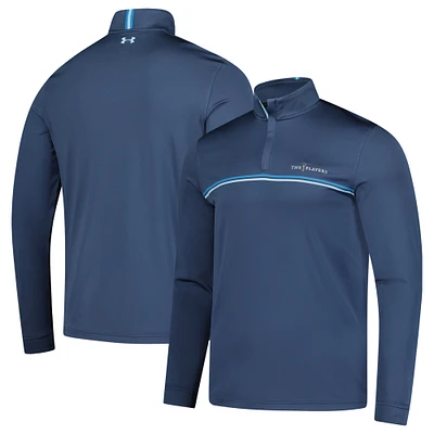Men's Under Armour Blue THE PLAYERS Drive Chest Stripe Quarter-Zip Pullover