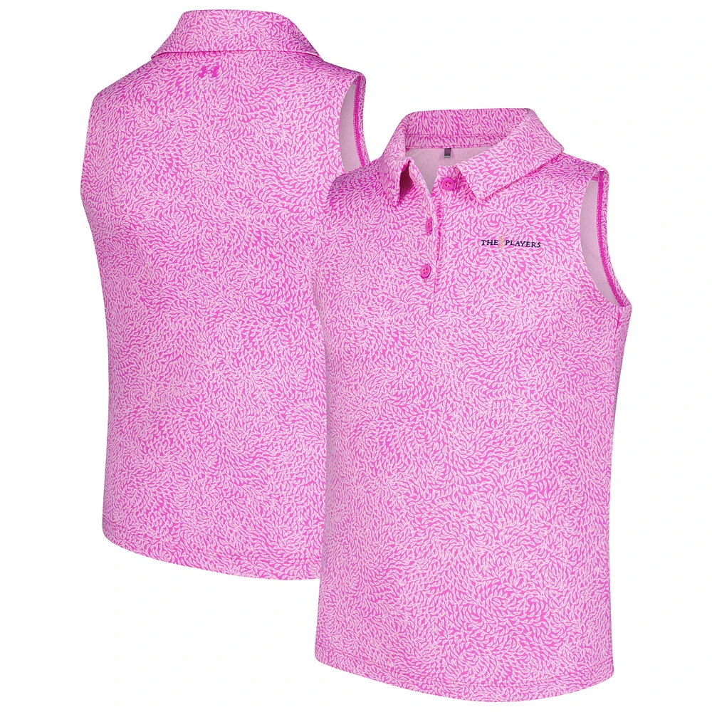 Girl's Youth Under Armour Pink THE PLAYERS Blade Print Sleeveless Polo
