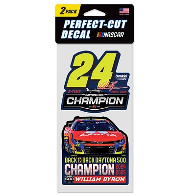 WinCraft William Byron 2025 Daytona 500 Champion Two-Pack 4" x 8" Perfect Cut Decal Set
