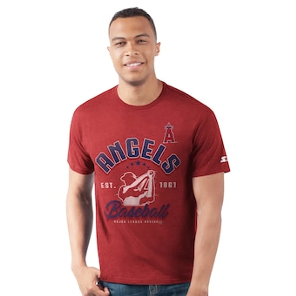 Men's Starter Red Los Angeles Angels Prime Time Batter T-Shirt