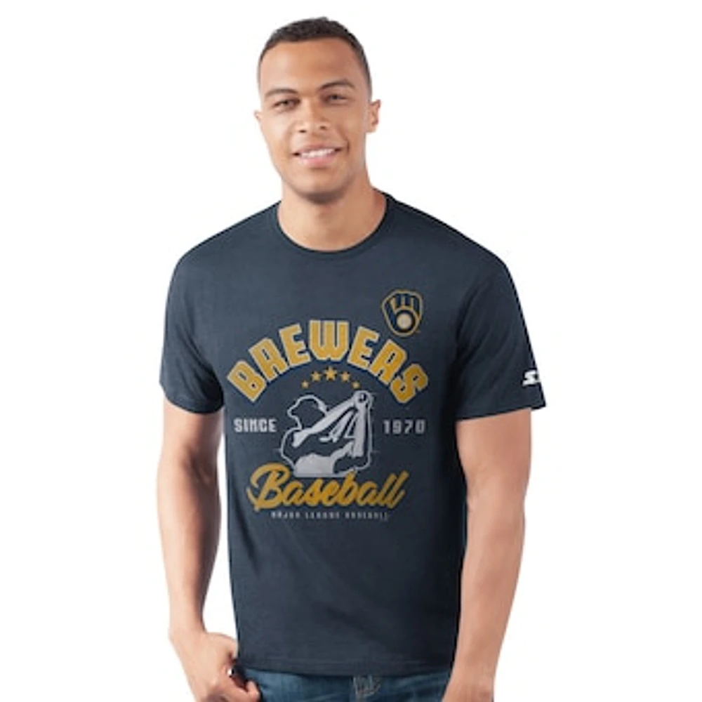 Men's Starter Navy Milwaukee Brewers Prime Time Batter T-Shirt
