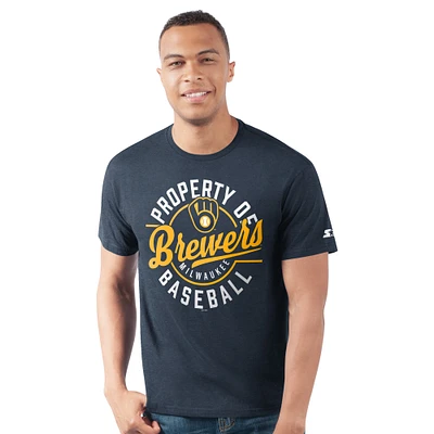 Men's Starter Navy Milwaukee Brewers Prime Time Property Of T-Shirt