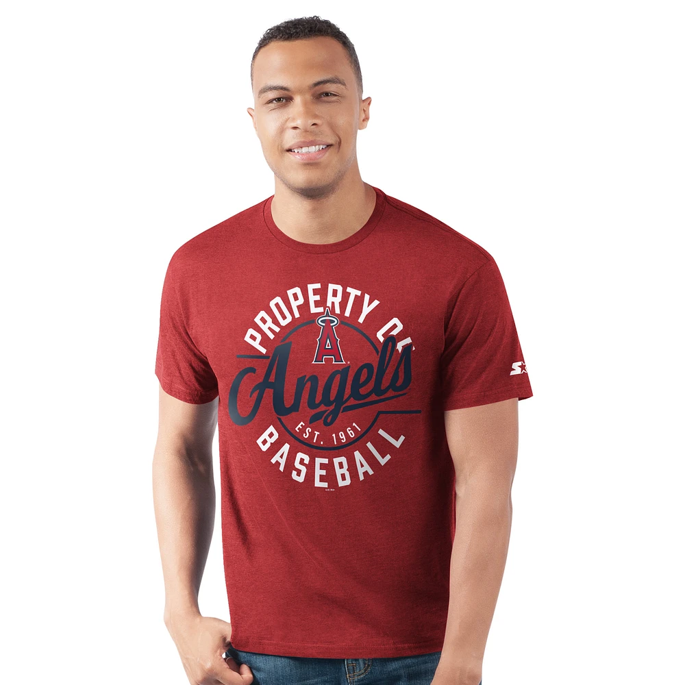 Men's Starter Red Los Angeles Angels Prime Time Property Of T-Shirt
