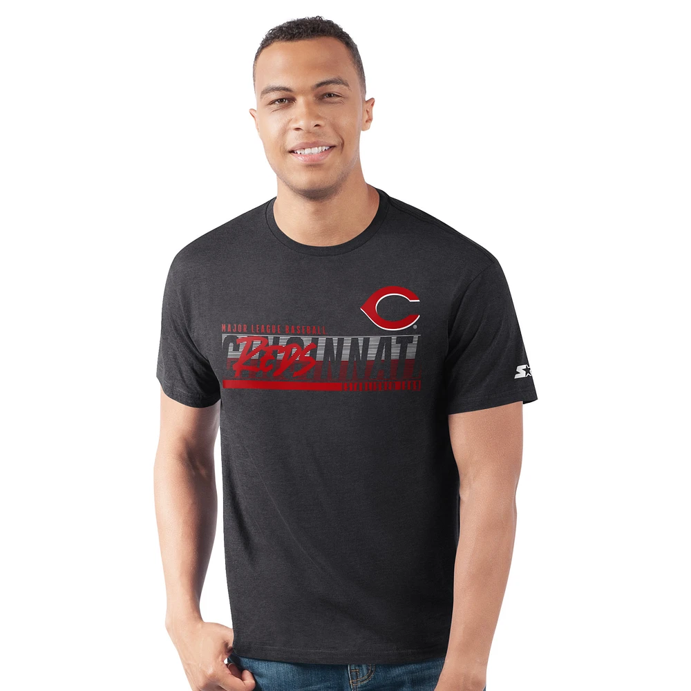 Men's Starter Heather Black Cincinnati Reds Prime Time Team T-Shirt