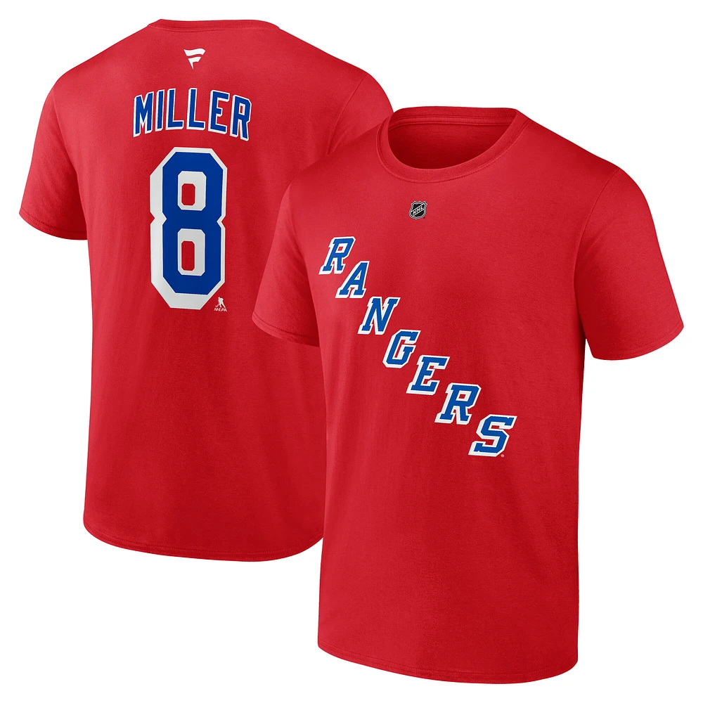 Men's Fanatics J.T. Miller Red New York Rangers Authentic Stack Name & Number T-Shirt