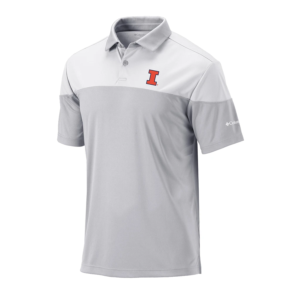 Men's Columbia Gray Illinois Fighting Illini Omni-Wick Best Ball Polo