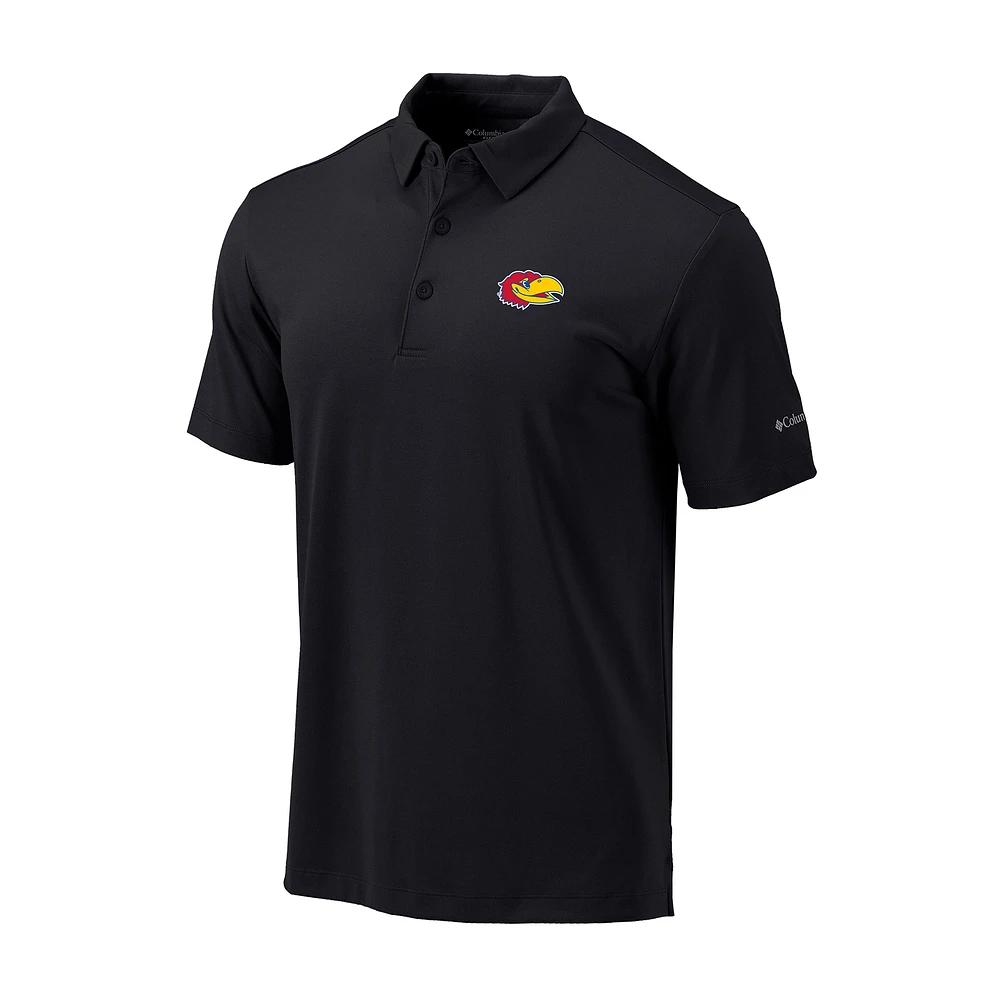 Men's Columbia Black Kansas Jayhawks Omni-Wick Drive Polo